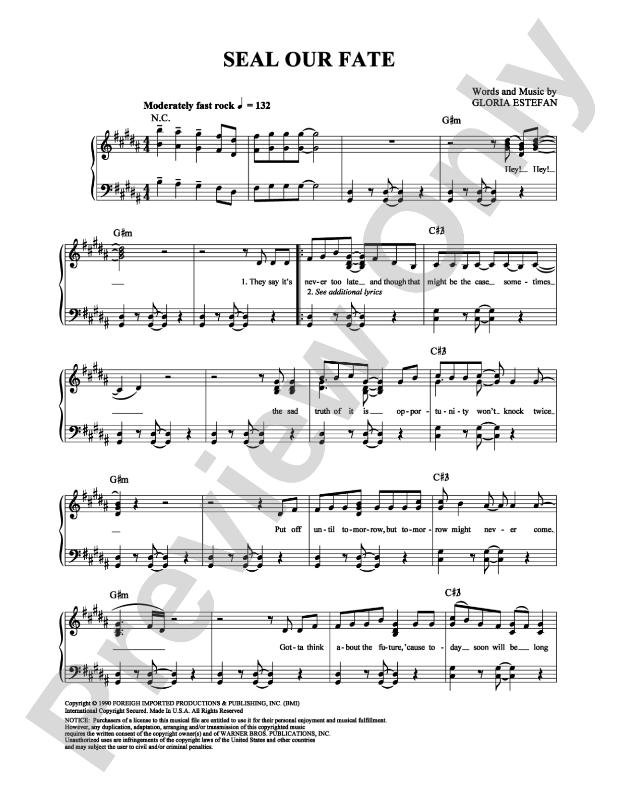 Seal Our Fate: Piano/Vocal/Chords Digital Sheet Music