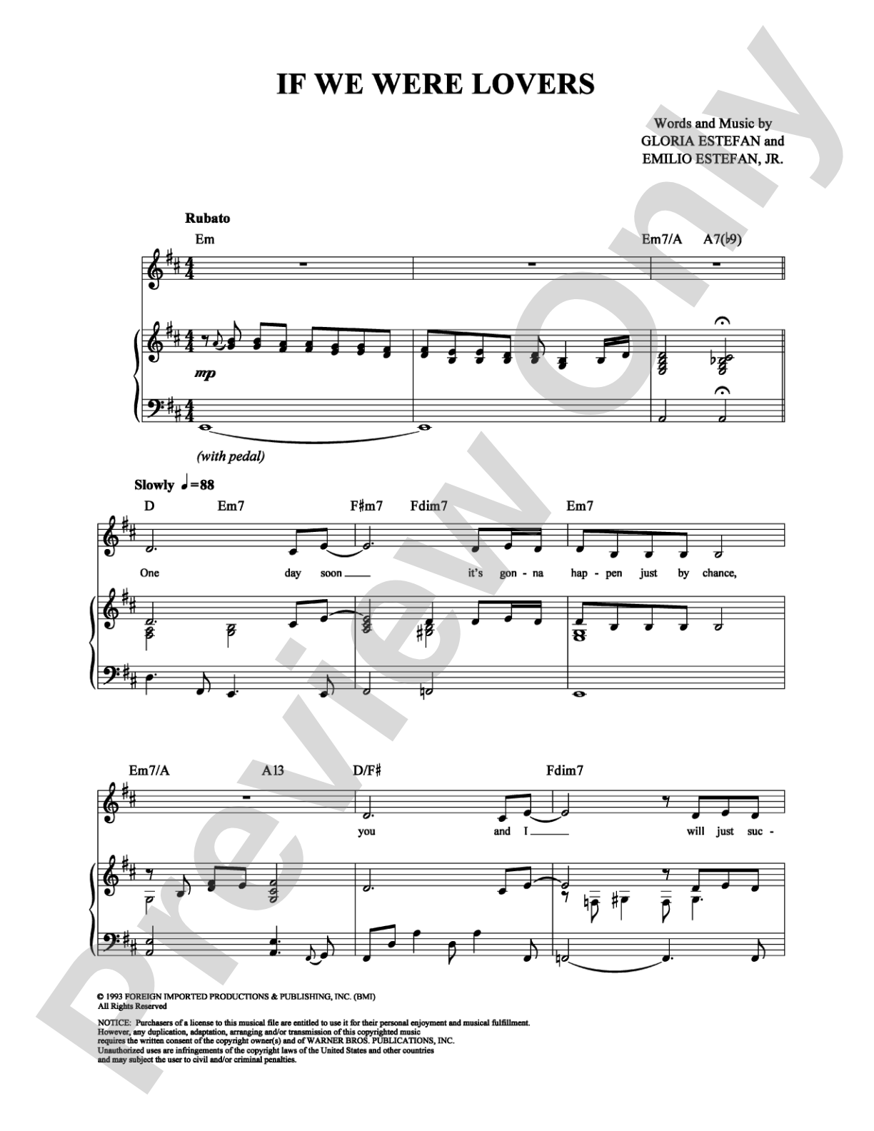 If We Were Lovers: Piano/Vocal/Chords Digital Sheet Music