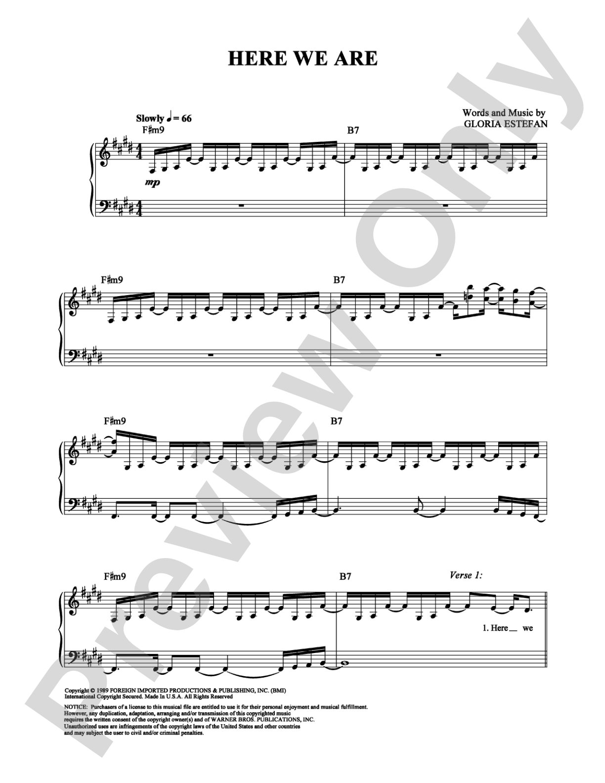 Here We Are: Piano/Vocal/Chords Digital Sheet Music