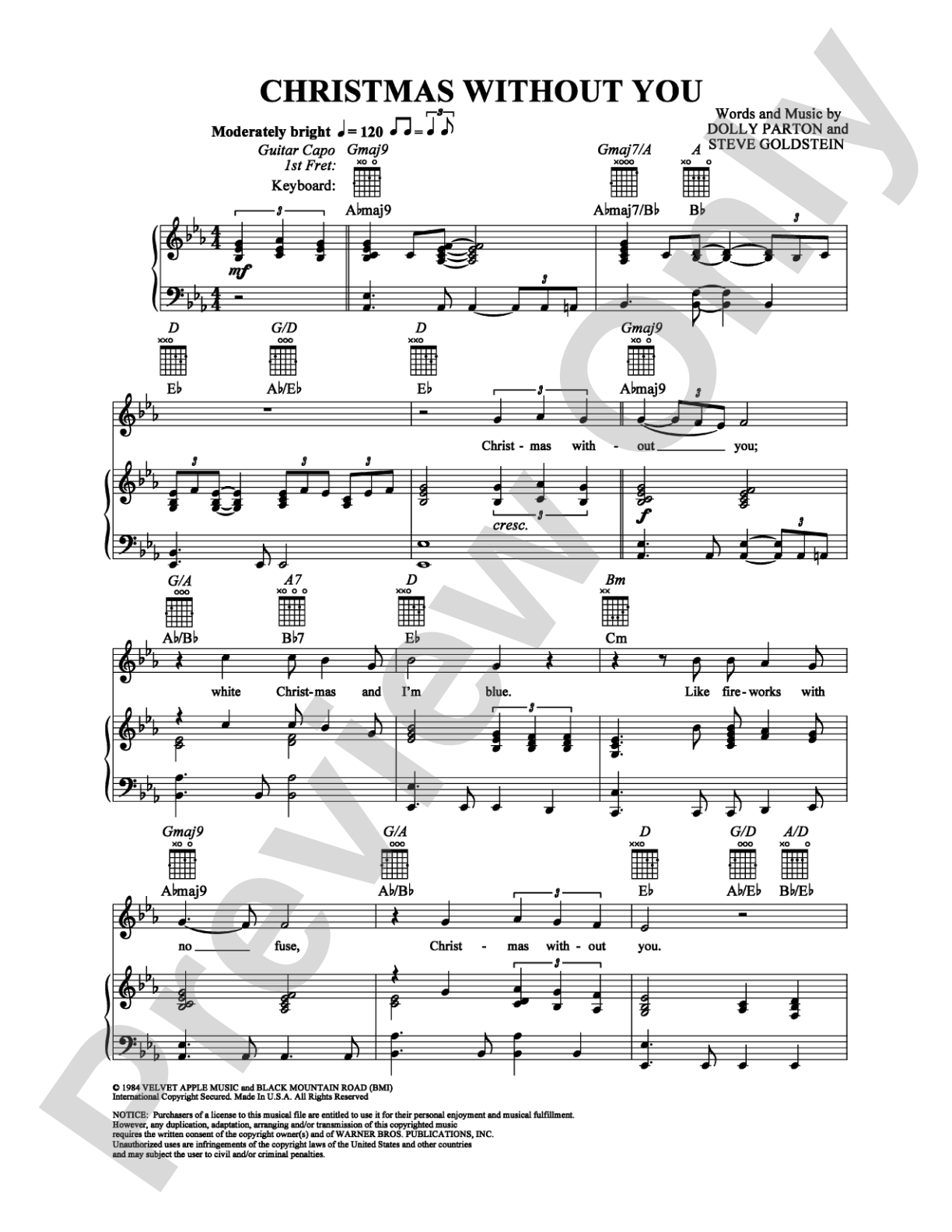 Christmas Without You: Piano/Vocal/Chords Digital Sheet Music
