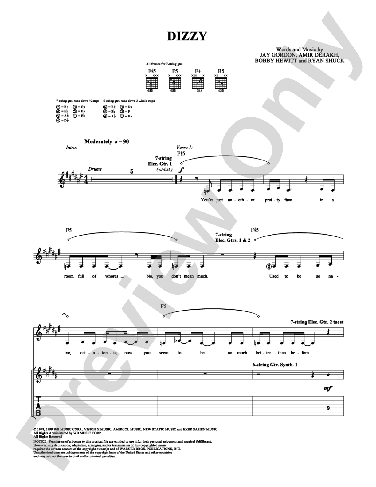 Dizzy: Guitar TAB Digital Sheet Music