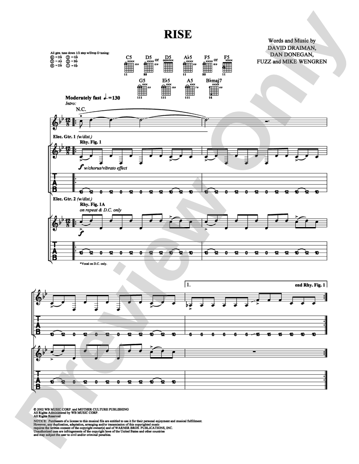Rise: Guitar TAB Digital Sheet Music
