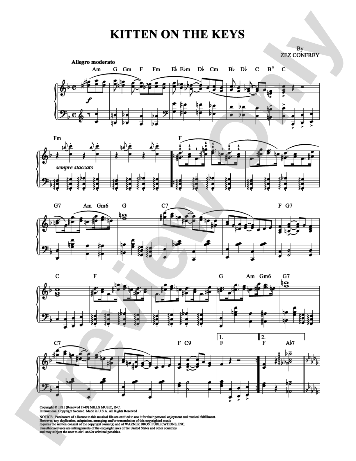 Kitten On The Keys: Piano Digital Sheet Music