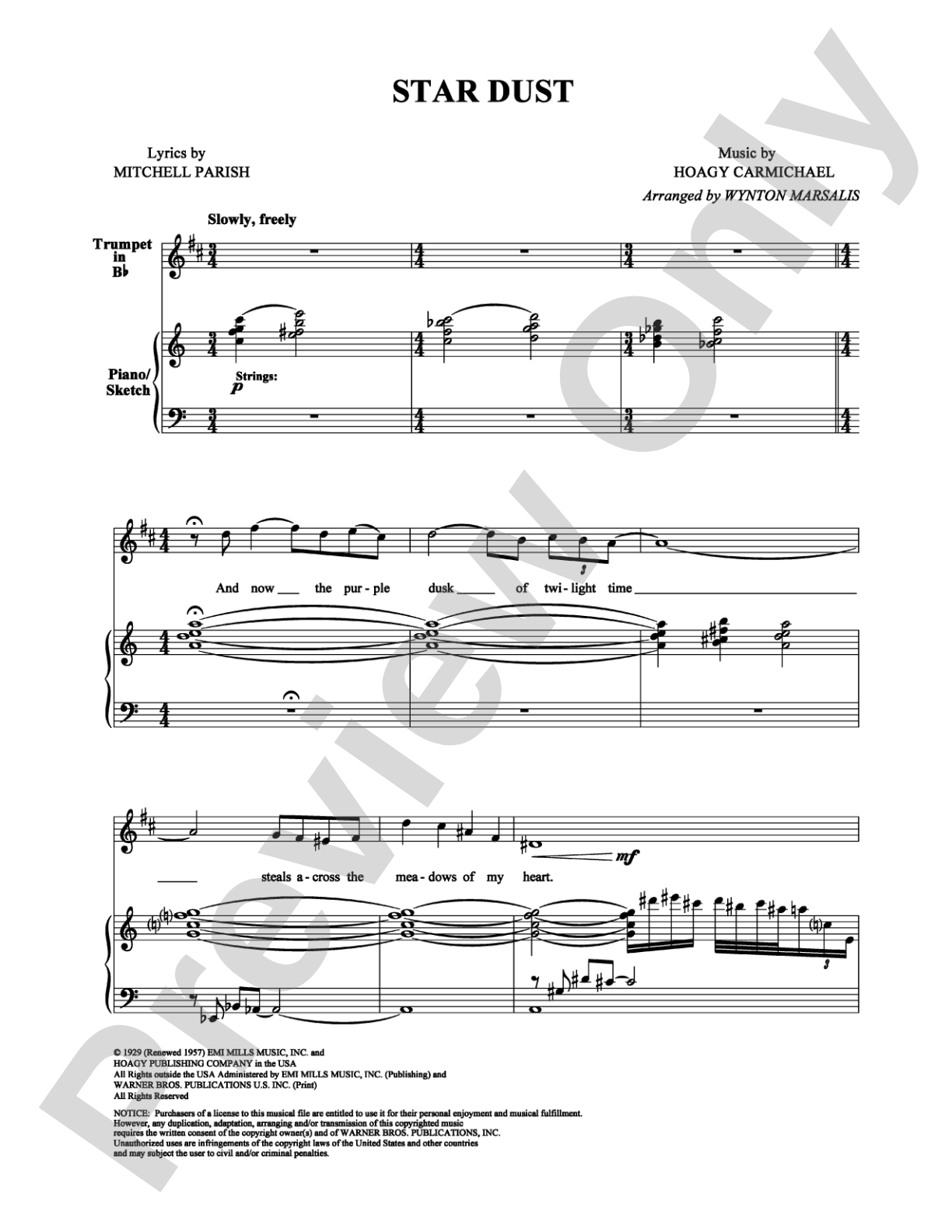 Star Dust: Solo & Small Ensemble Digital Sheet Music
