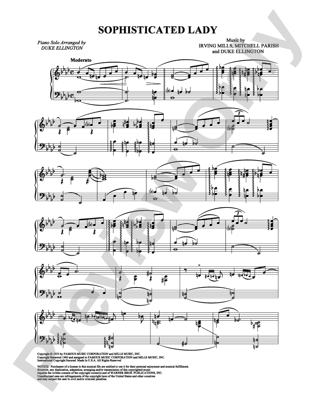 Sophisticated Lady: Piano Digital Sheet Music