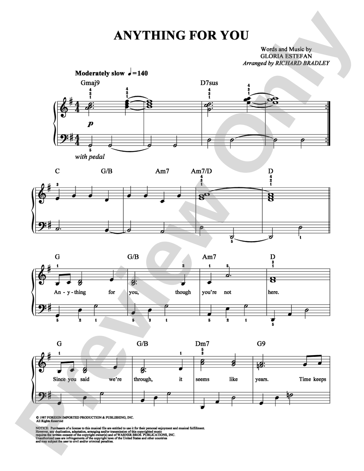 Anything For You: Easy Piano Digital Sheet Music