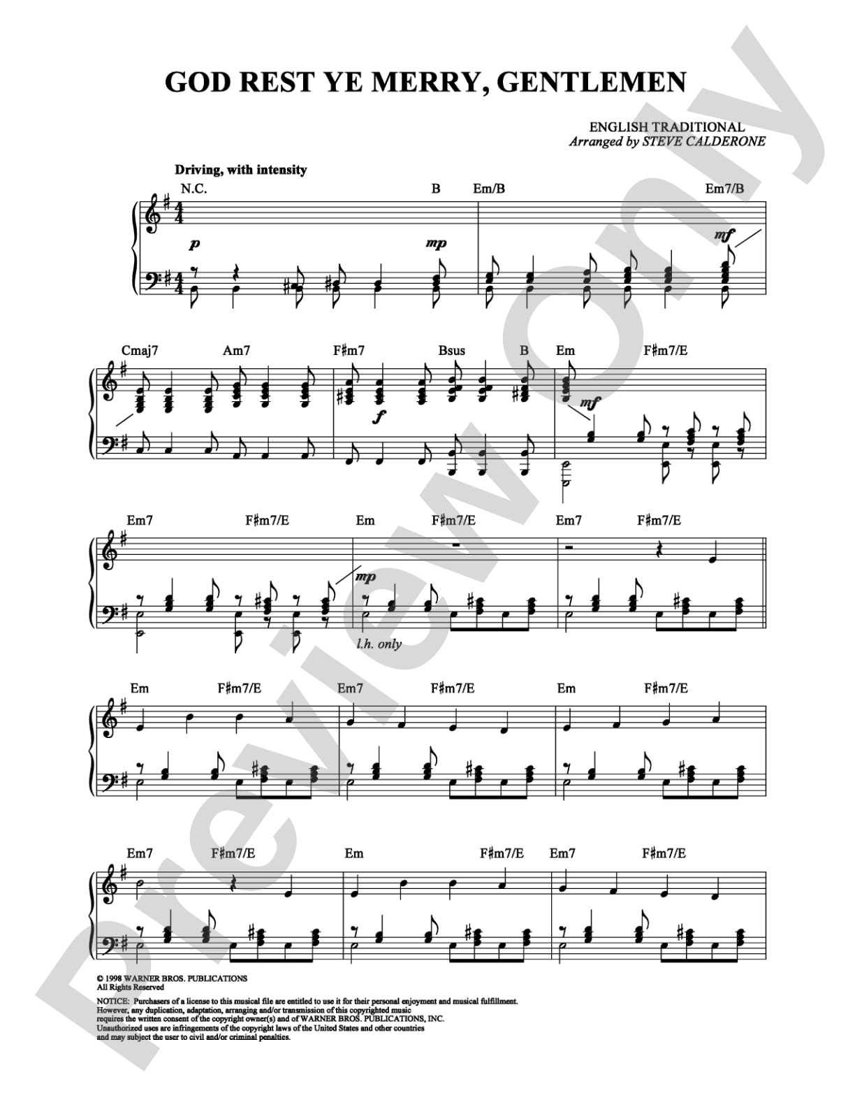 God Rest Ye Merry, Gentlemen: Piano Digital Sheet Music