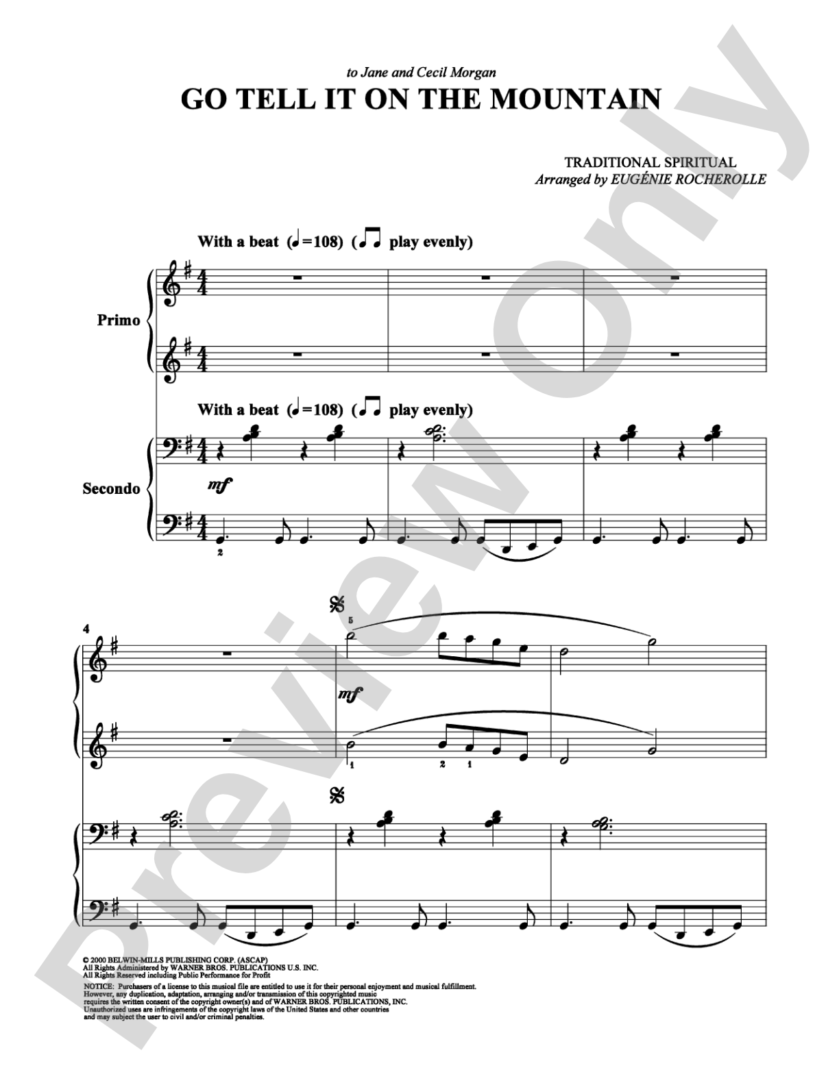 Go Tell It on the Mountain: Piano Duets & Four Hands Digital Sheet Music