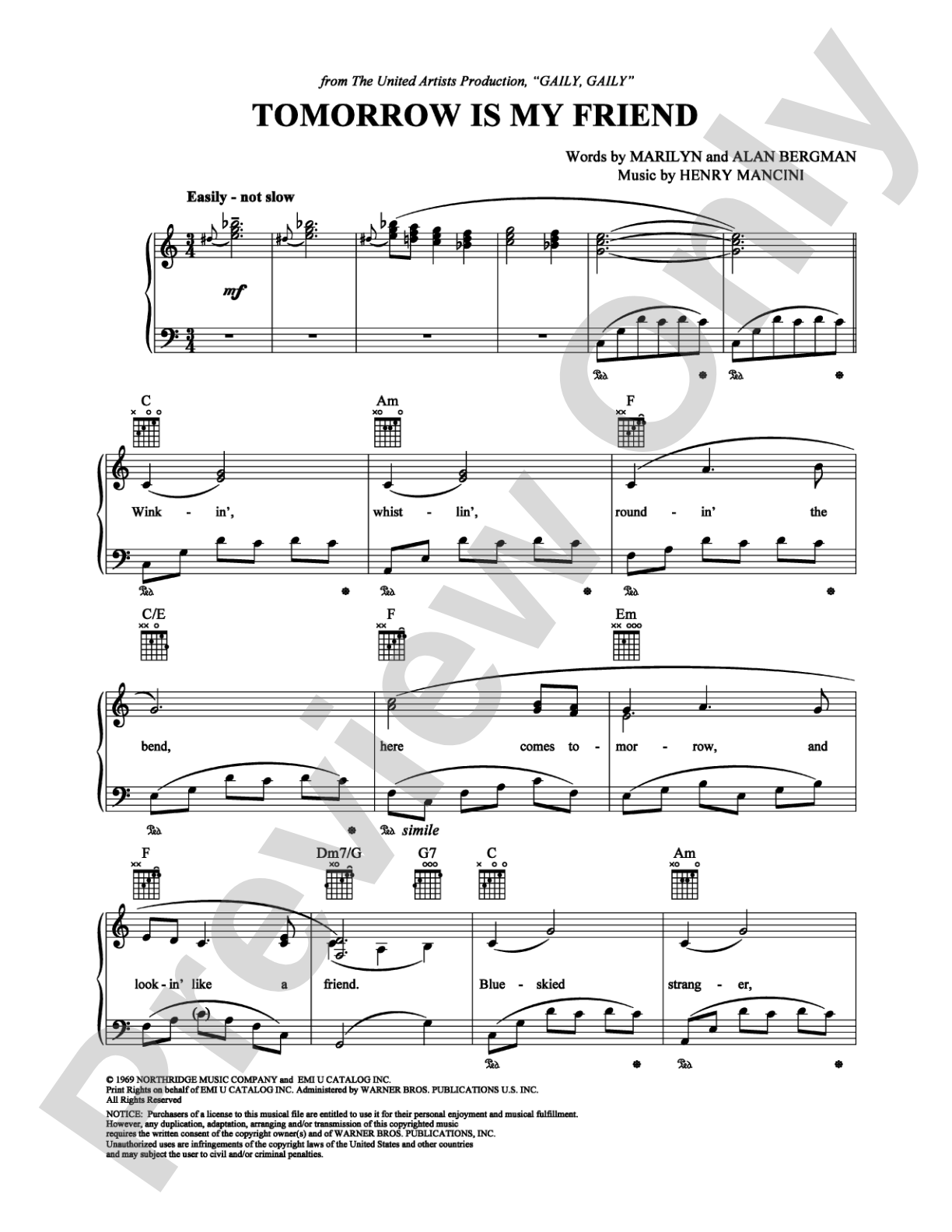 Tomorrow Is My Friend: Piano/Vocal/Chords Digital Sheet Music