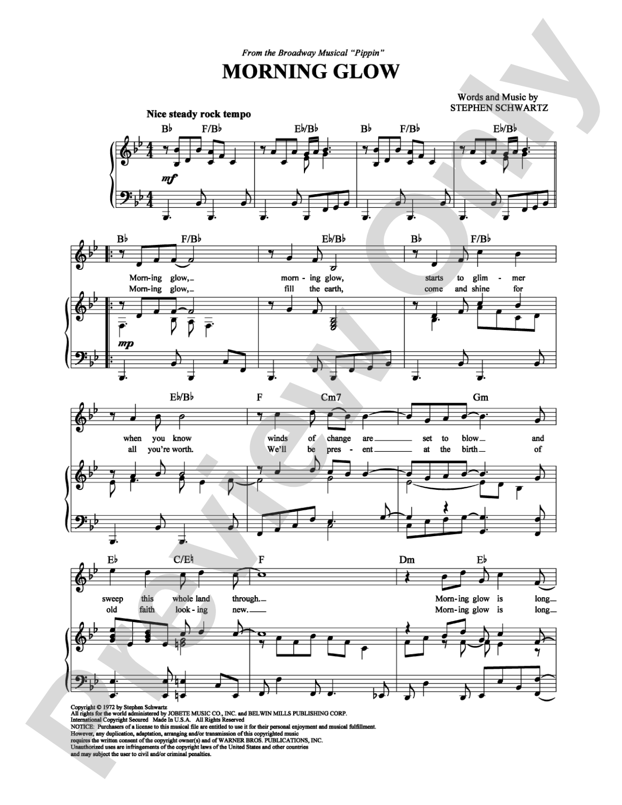 Morning Glow: Piano/Vocal/Chords Digital Sheet Music