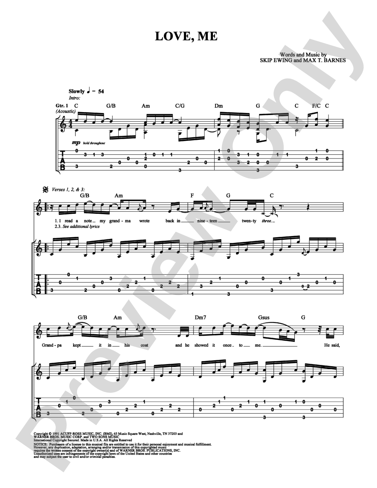 Love, Me: Guitar TAB Digital Sheet Music