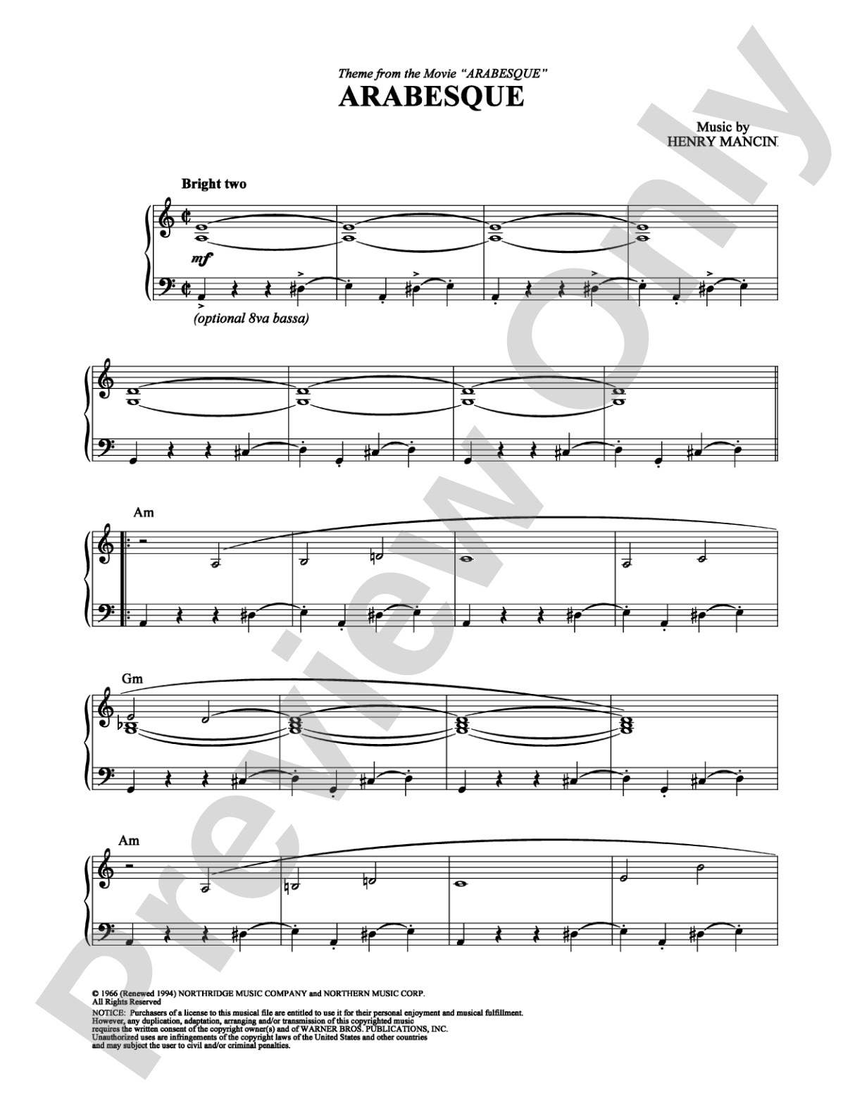 Arabesque: Piano Digital Sheet Music