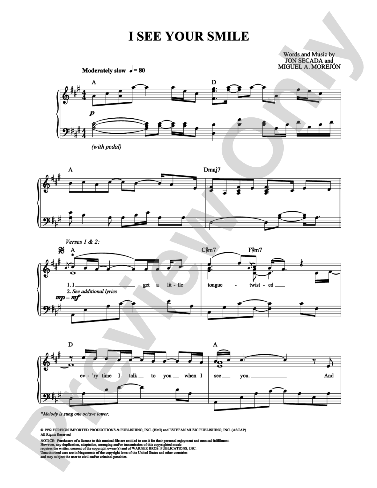 I See Your Smile: Piano/Vocal/Chords Digital Sheet Music