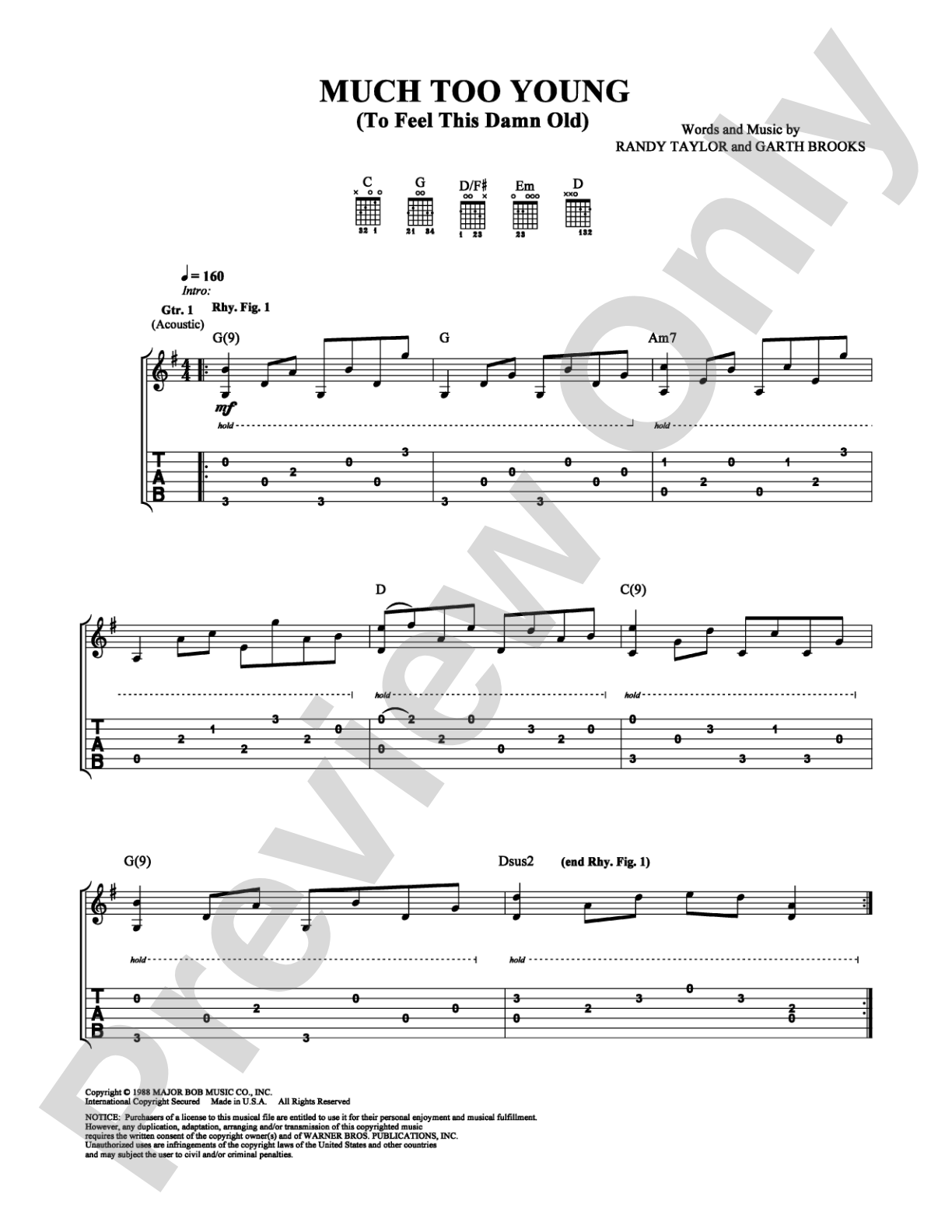 Much Too Young (To Feel This Damn Old): Guitar TAB Digital Sheet Music