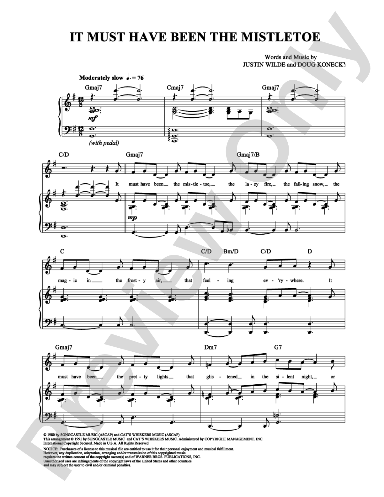 It Must Have Been the Mistletoe: Piano/Vocal/Chords Digital Sheet Music