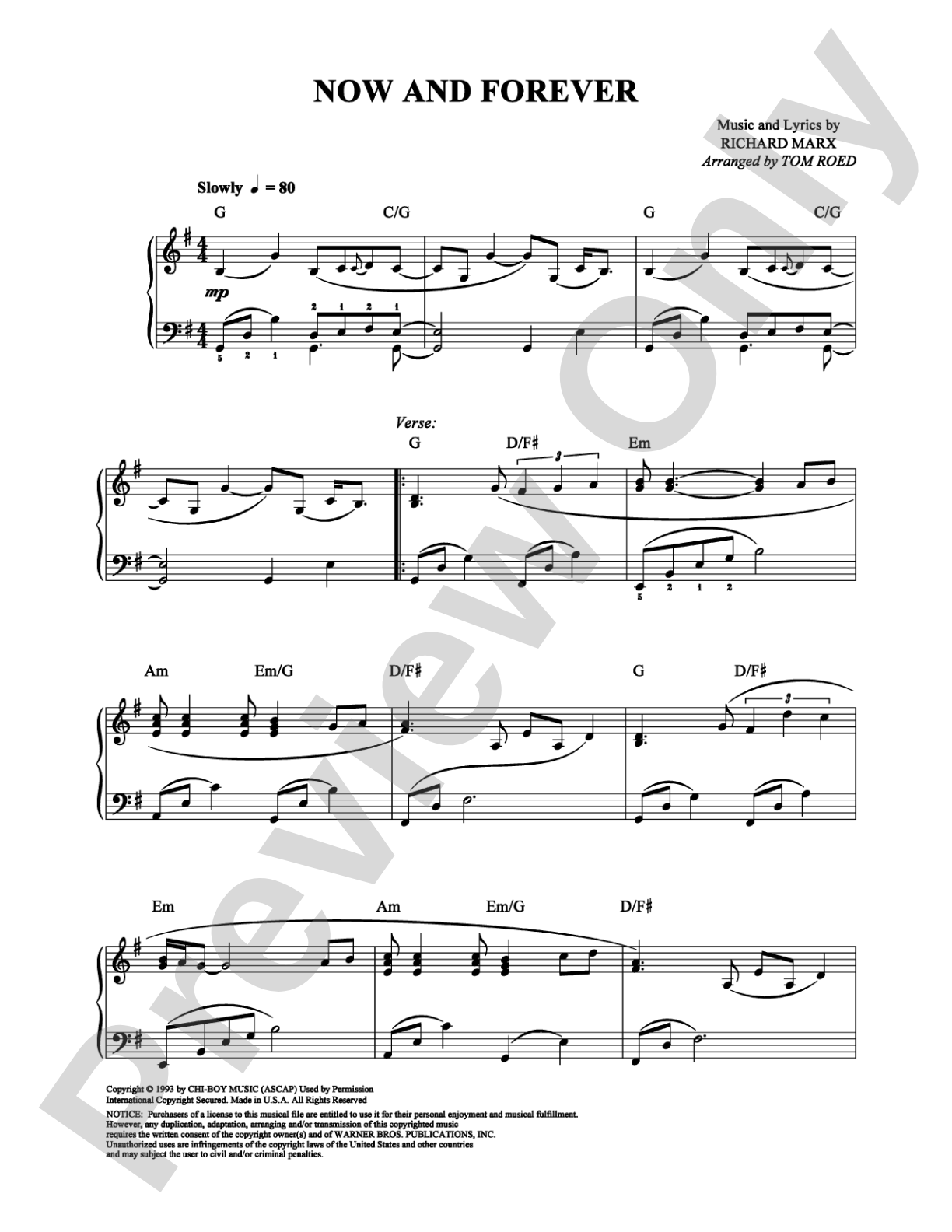 Now and Forever: Piano Digital Sheet Music