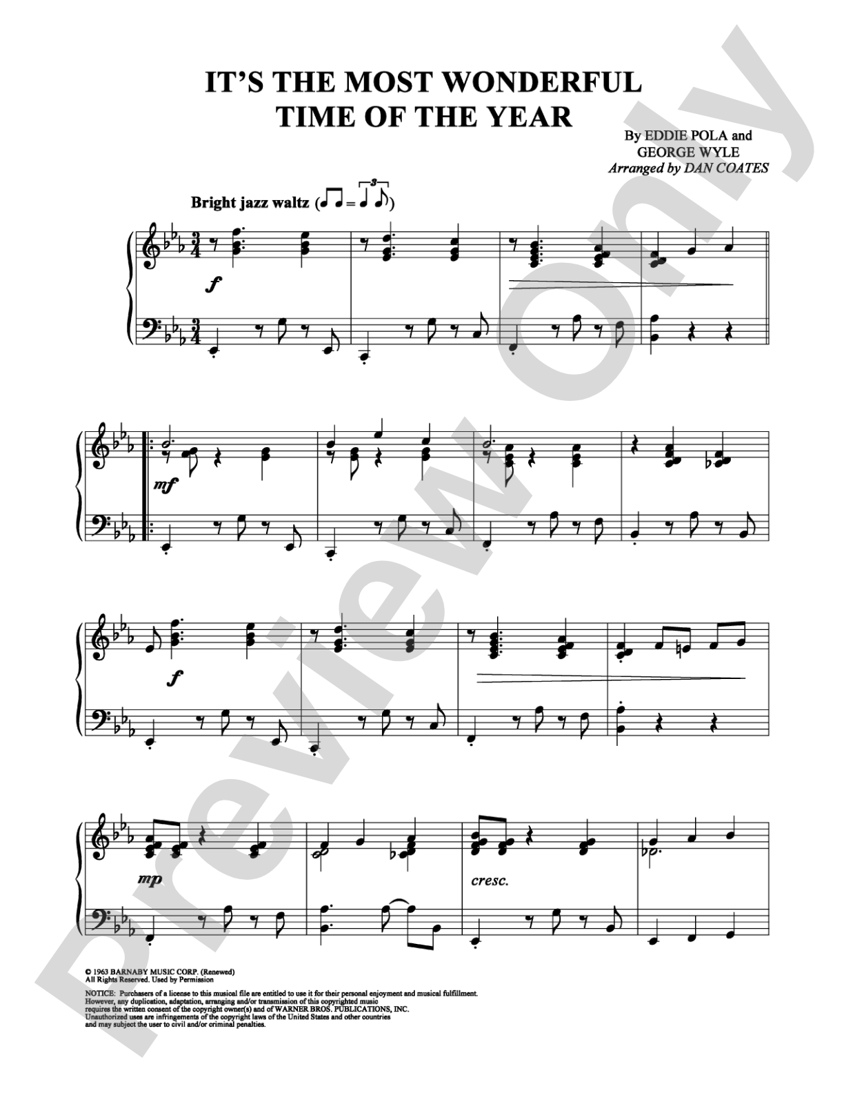 It's the Most Wonderful Time of the Year: Piano Digital Sheet Music