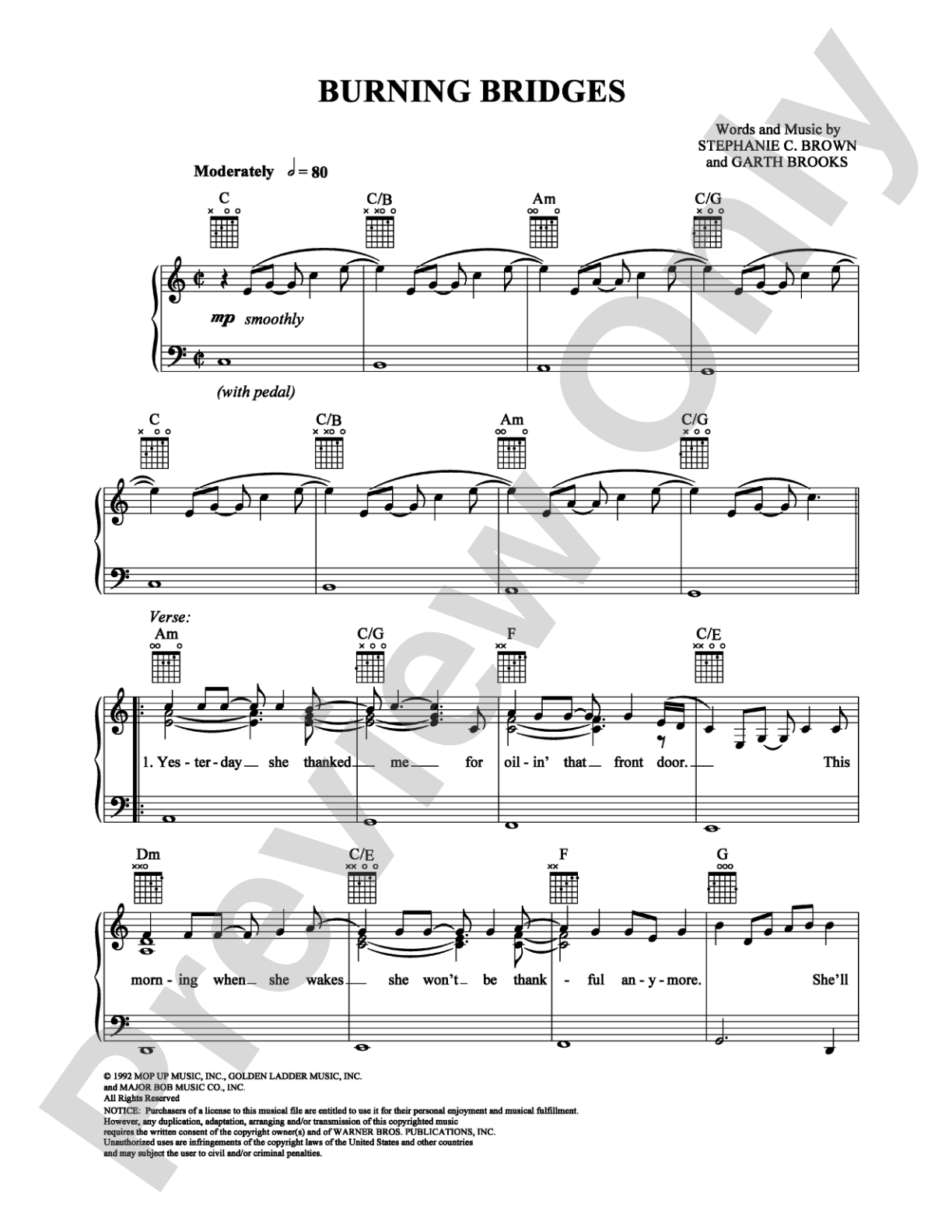 Burning Bridges: Piano/Vocal/Chords Digital Sheet Music