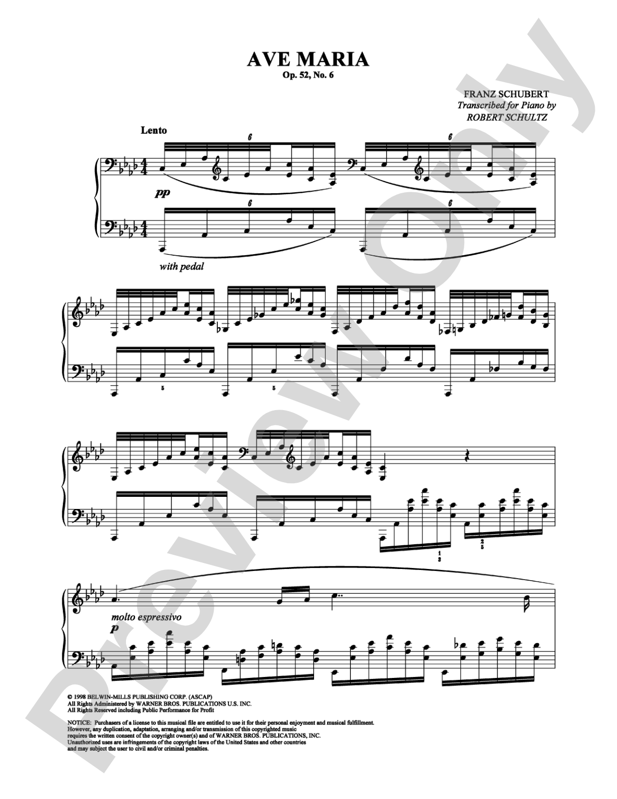 Ave Maria (Schubert): Piano Digital Sheet Music