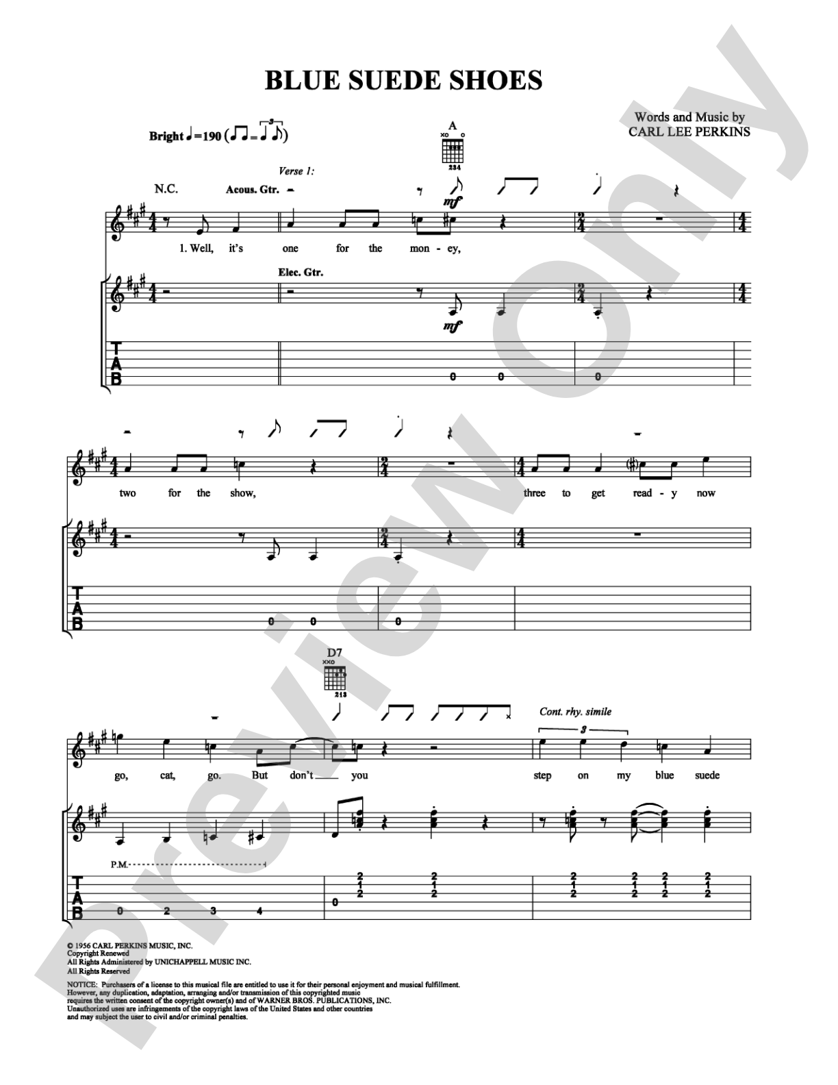 Blue Suede Shoes: Guitar TAB Digital Sheet Music