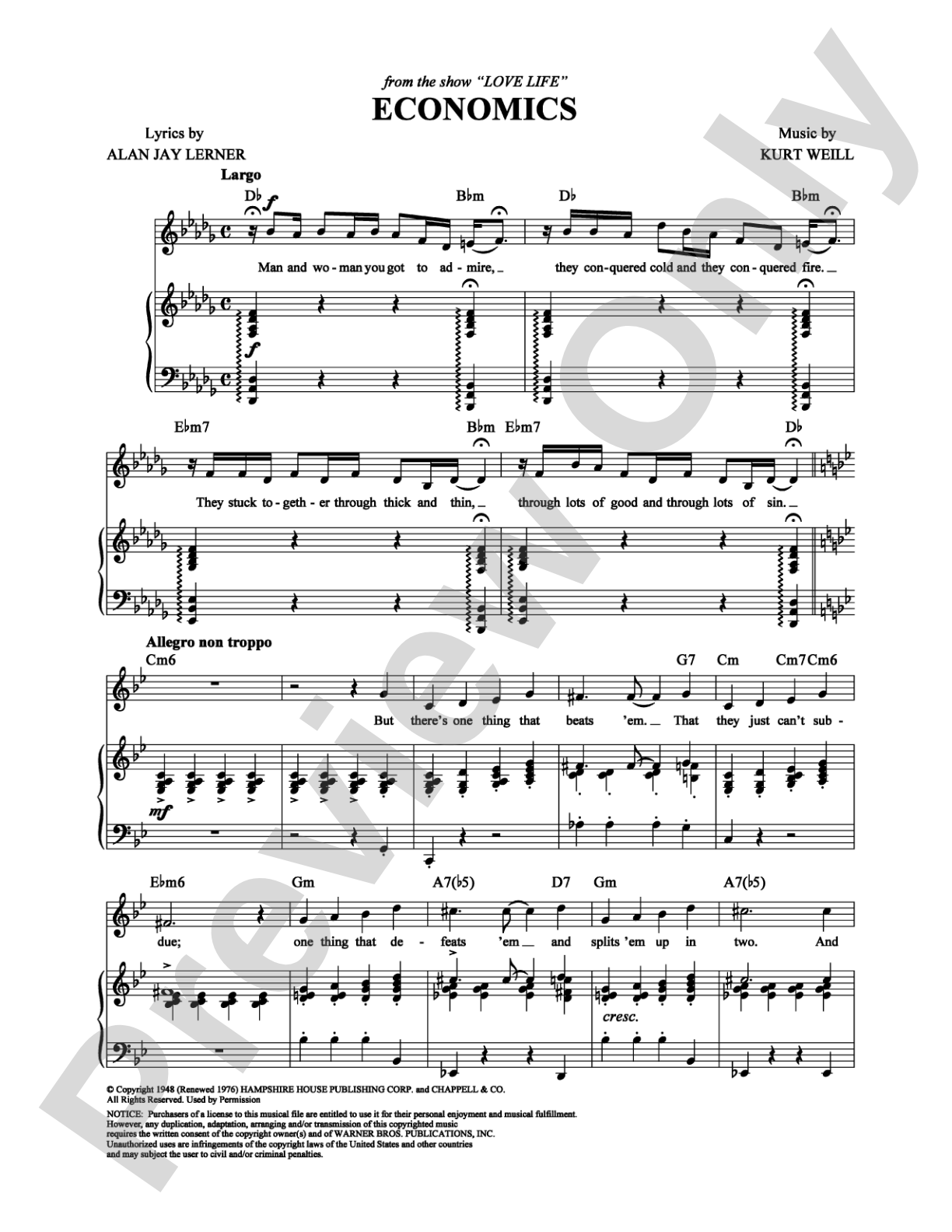 Economics: Piano/Vocal/Chords Digital Sheet Music