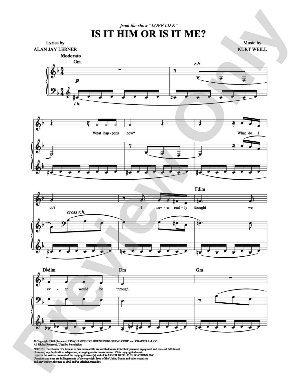 Is It Him or Is It Me?: Piano/Vocal/Chords Digital Sheet Music
