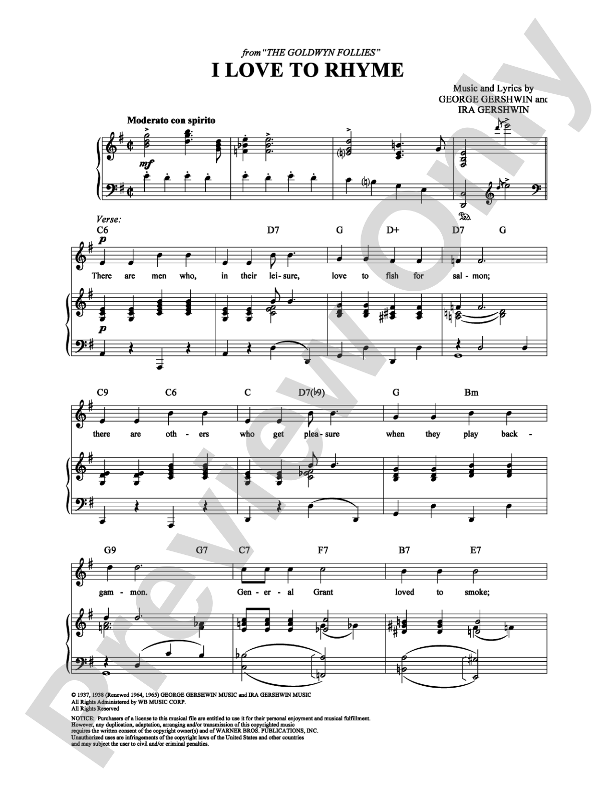 I Love to Rhyme: Piano/Vocal/Chords Digital Sheet Music