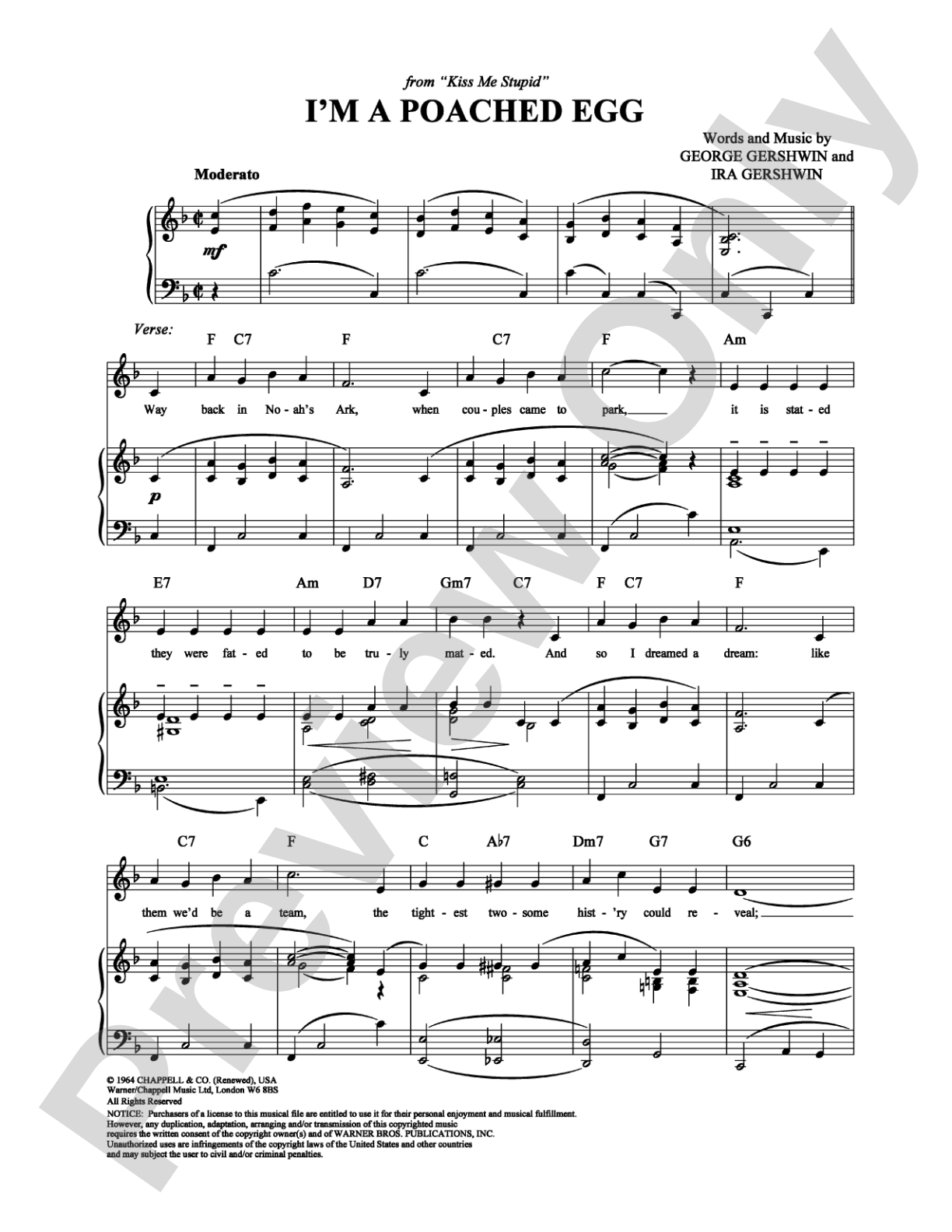 I'm a Poached Egg: Piano/Vocal/Chords Digital Sheet Music