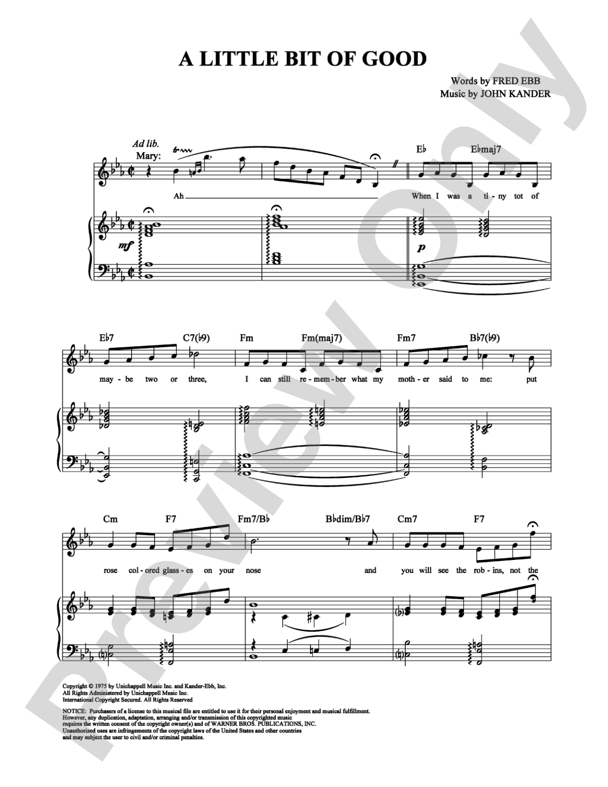 A Little Bit of Good: Piano/Vocal/Chords Digital Sheet Music