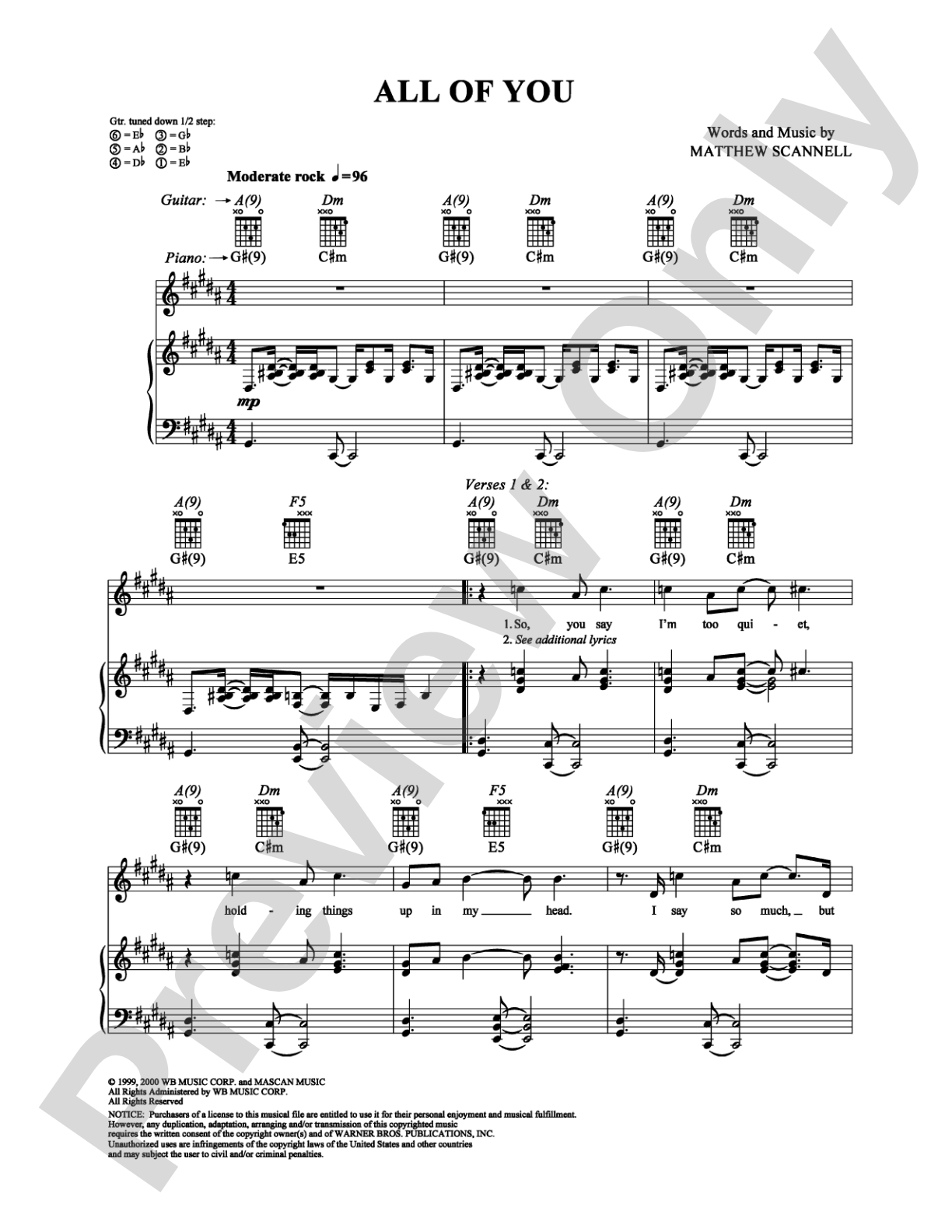 All of You: Piano/Vocal/Chords Digital Sheet Music