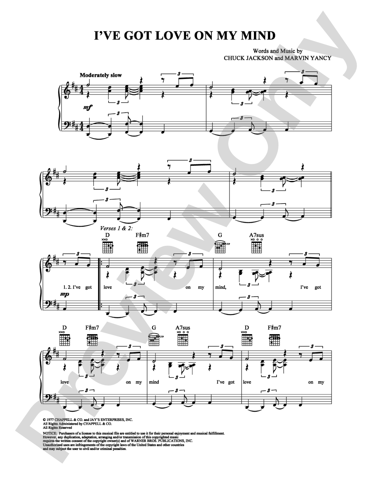 I've Got Love on My Mind: Piano/Vocal/Chords Digital Sheet Music