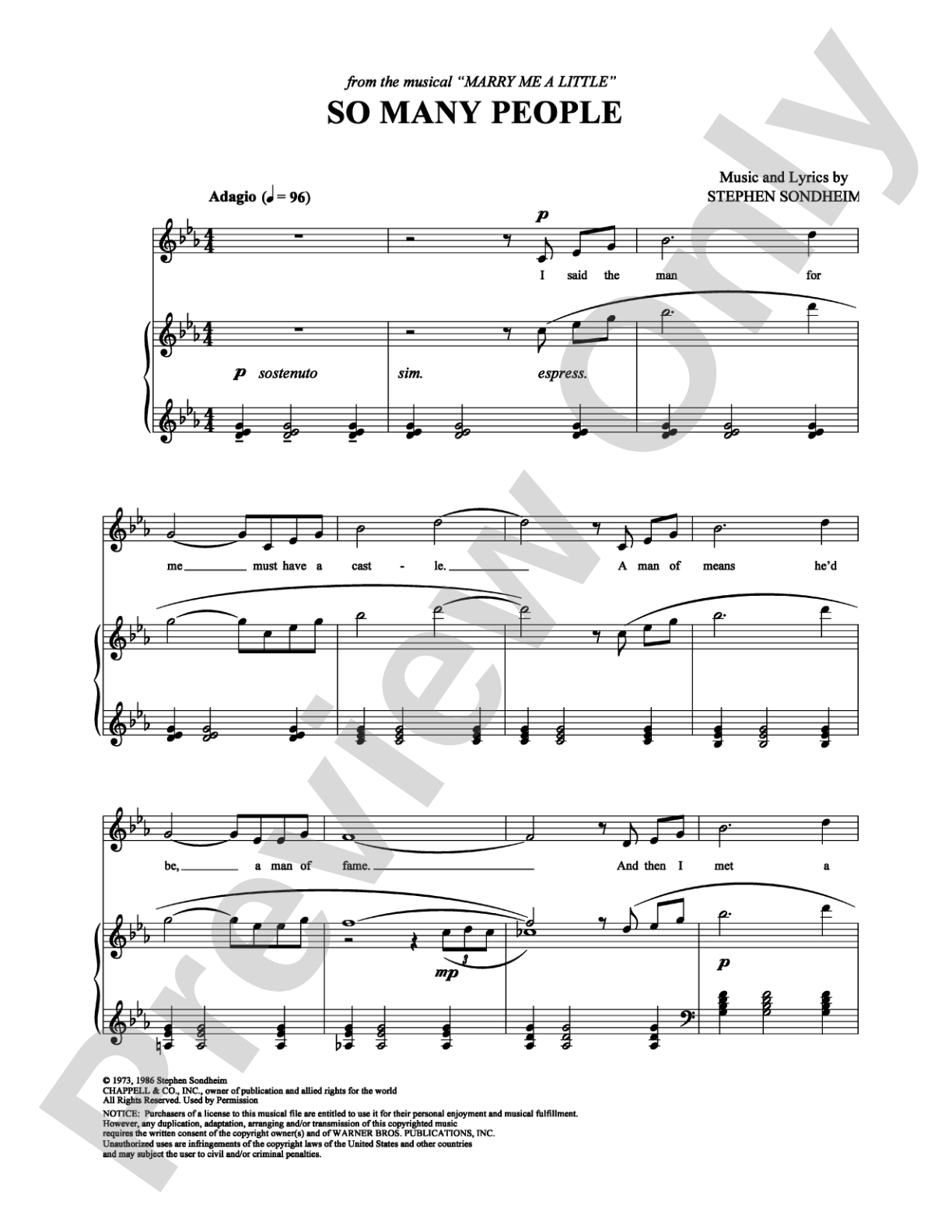 So Many People: Piano/Vocal/Chords Digital Sheet Music