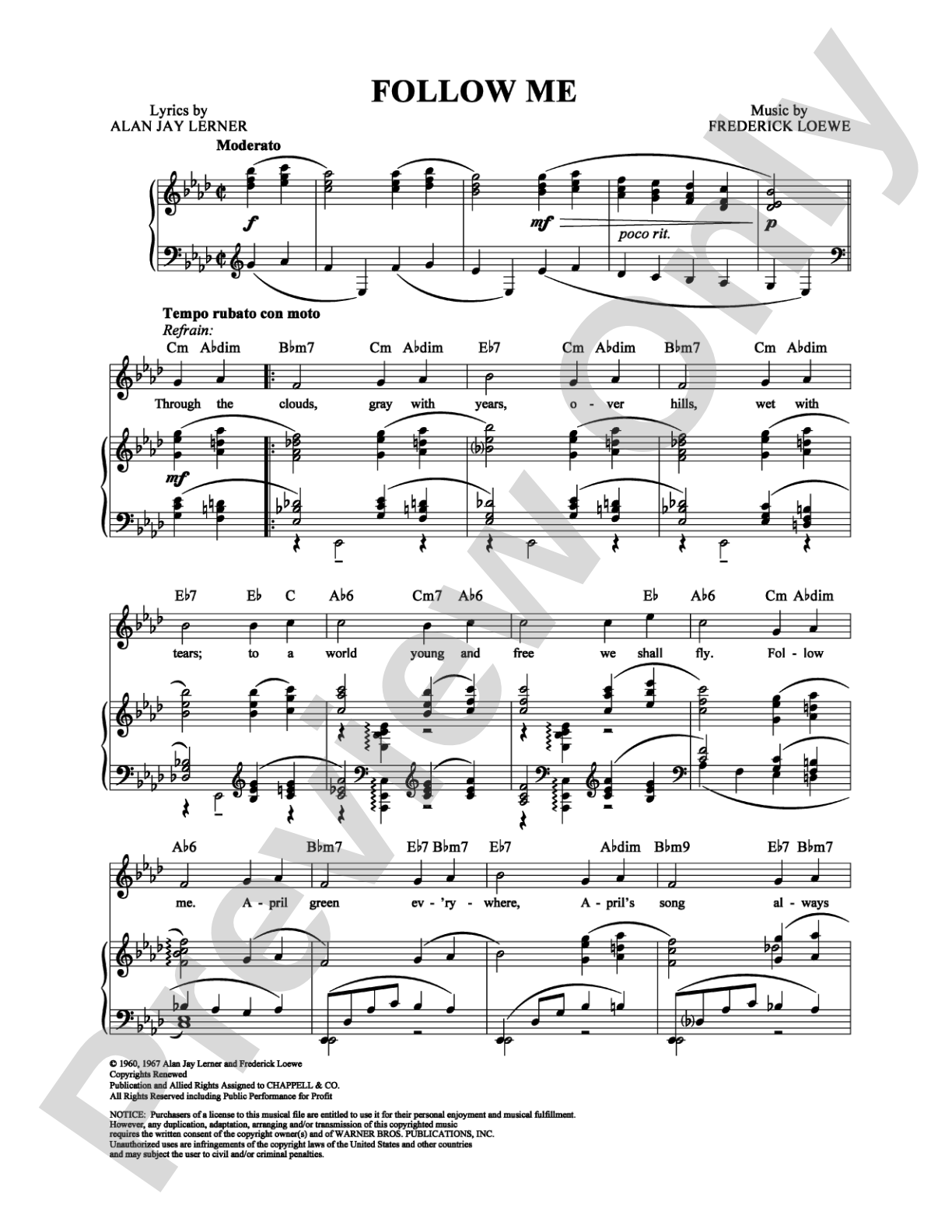Follow Me: Piano/Vocal/Chords Digital Sheet Music