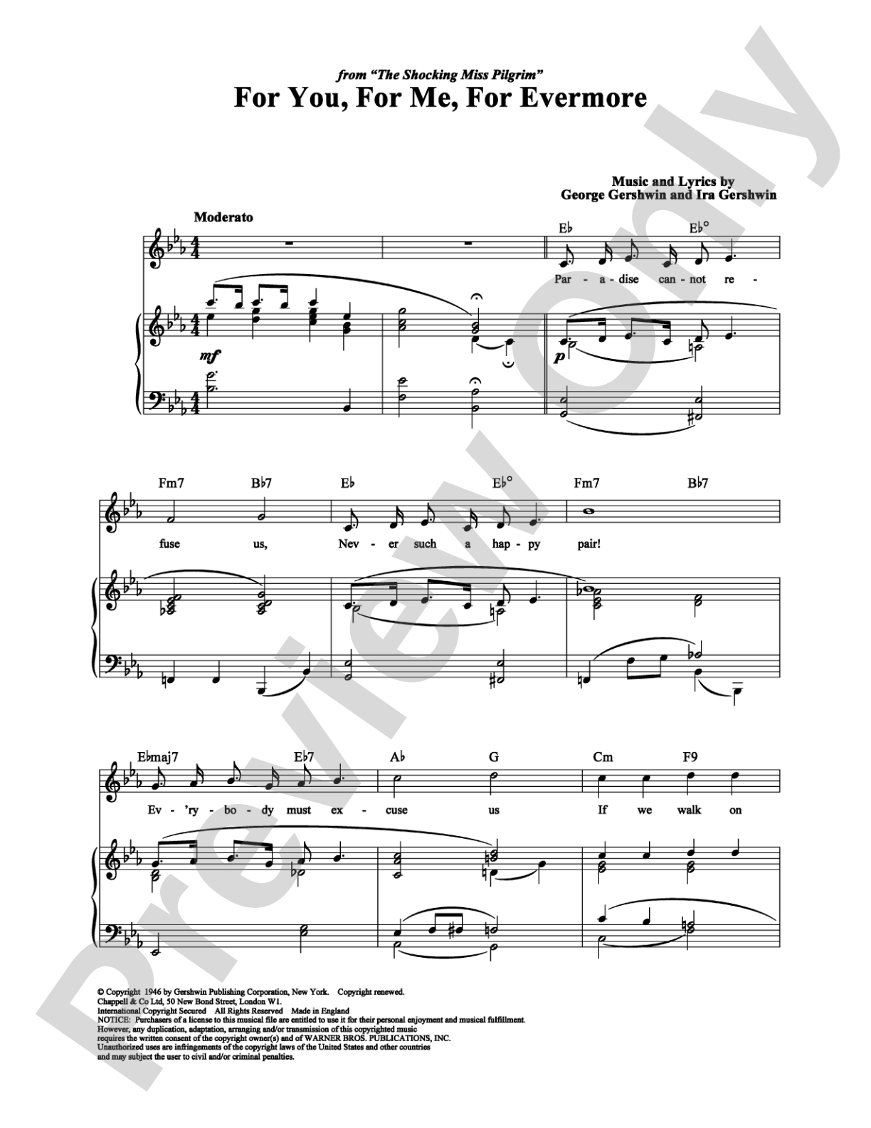 For You, For Me, For Evermore: Piano/Vocal/Chords Digital Sheet Music