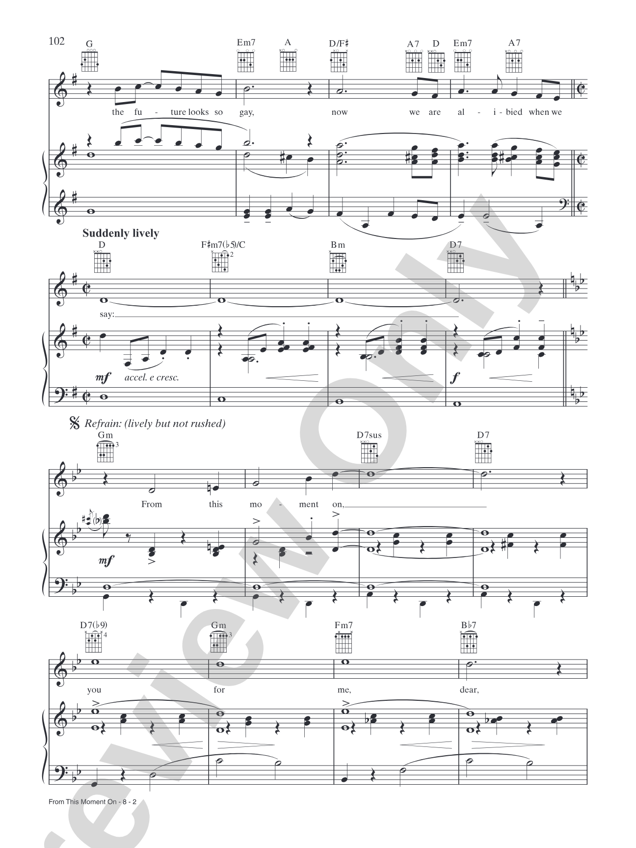 From This Moment On: Piano/Vocal/Chords