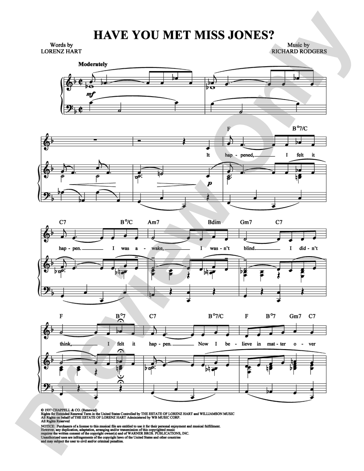 Have You Met Miss Jones?: Piano/Vocal/Chords Digital Sheet Music