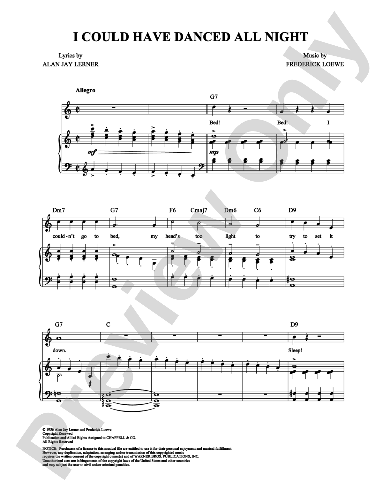 I Could Have Danced All Night: Piano/Vocal/Chords Digital Sheet Music