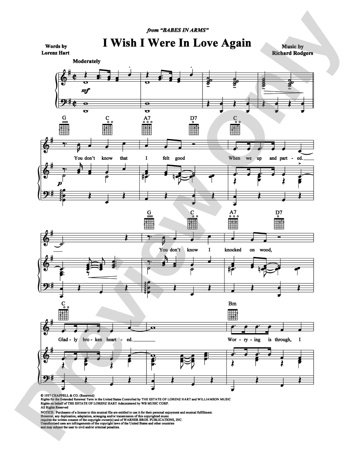I Wish I Were In Love Again: Piano/Vocal/Chords Digital Sheet Music