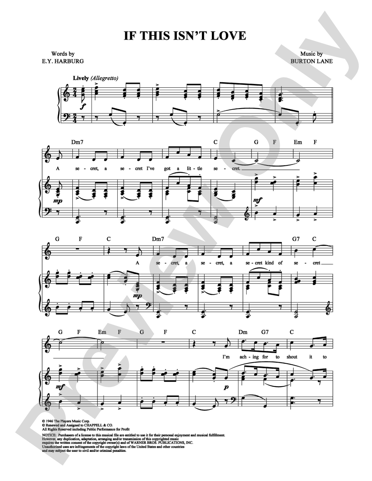 If This Isn't Love: Piano/Vocal/Chords Digital Sheet Music