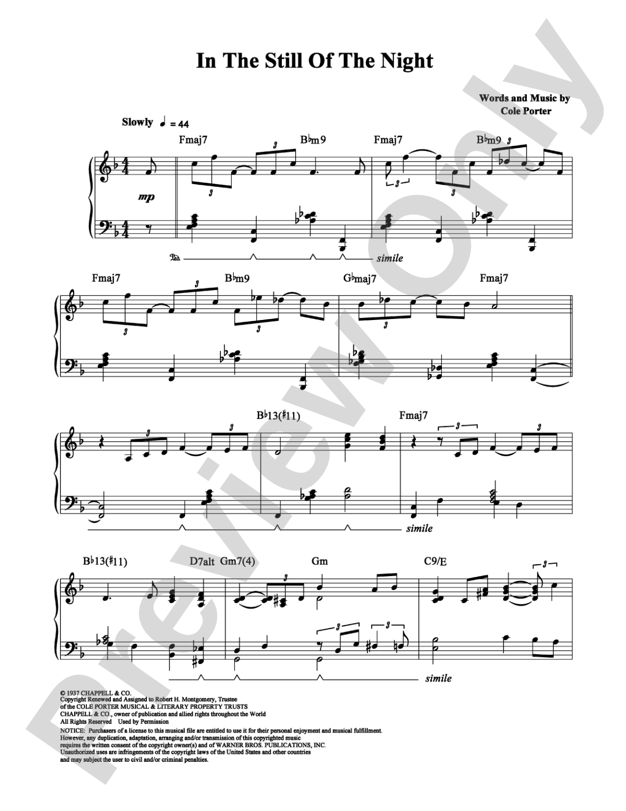 In The Still Of The Night: Piano Digital Sheet Music