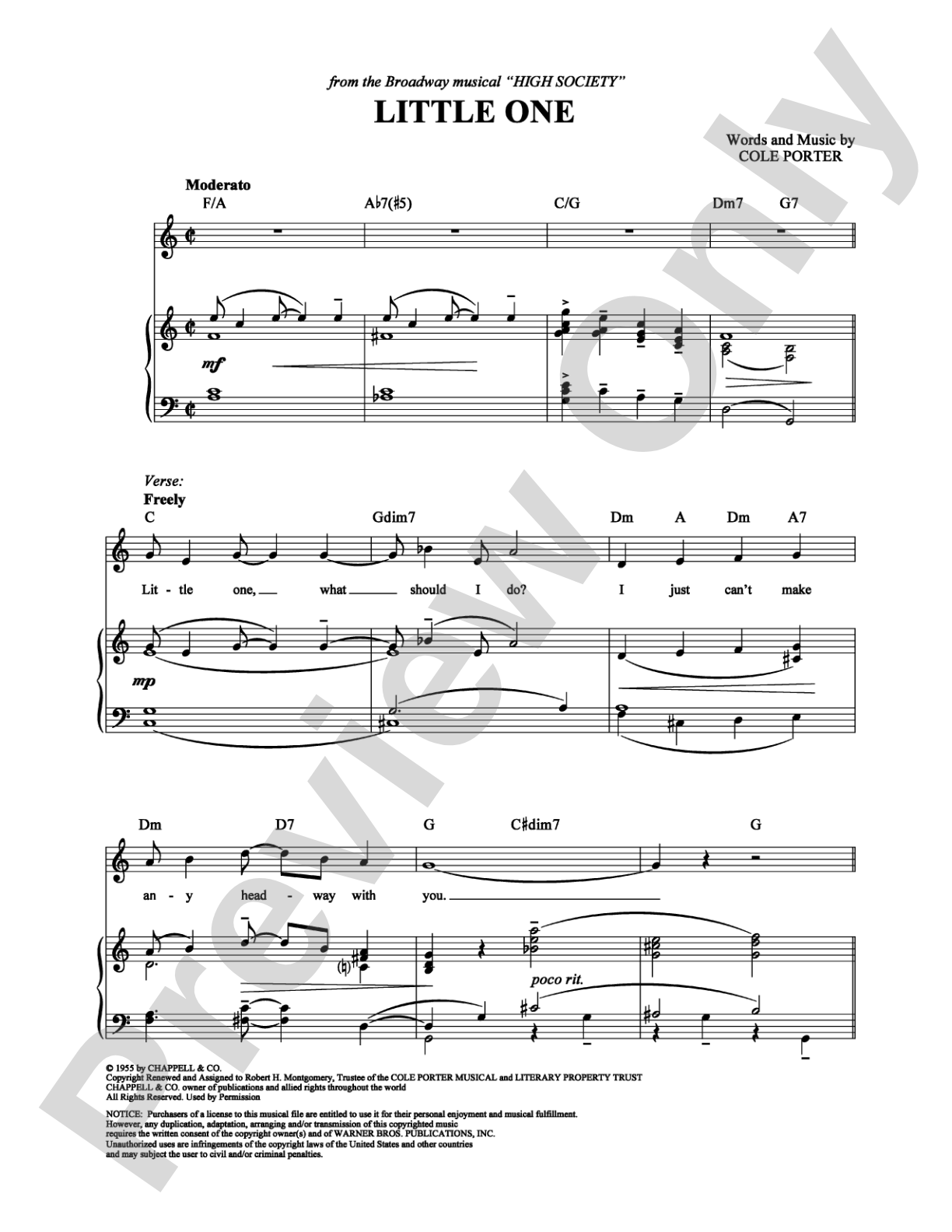 Little One: Piano/Vocal/Chords Digital Sheet Music