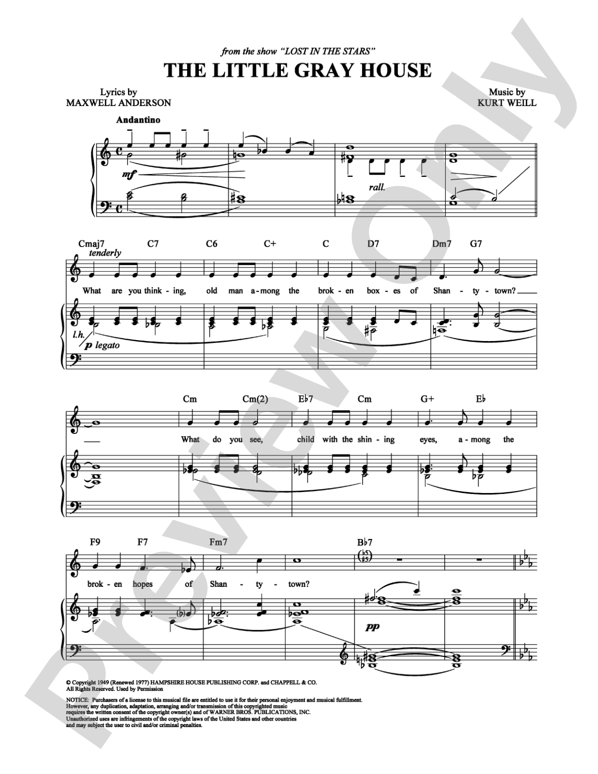 The Little Gray House: Piano/Vocal/Chords Digital Sheet Music