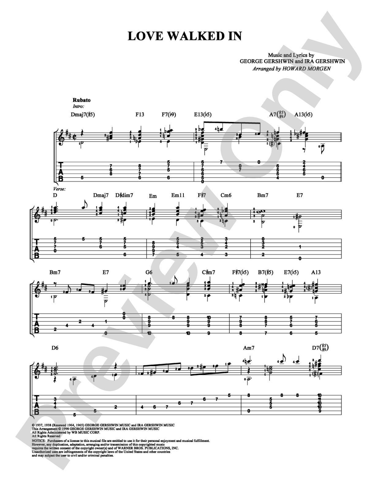 Love Walked In: Guitar TAB Digital Sheet Music