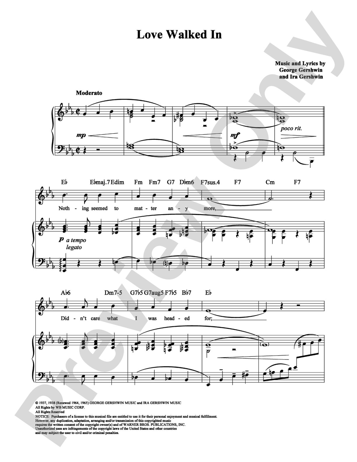 Love Walked In: Piano/Vocal/Chords Digital Sheet Music