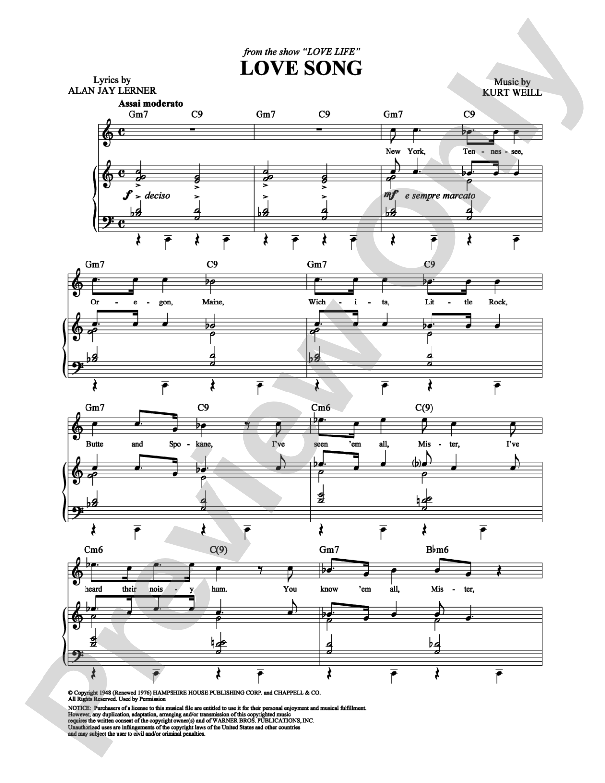 Love Song: Piano/Vocal/Chords Digital Sheet Music