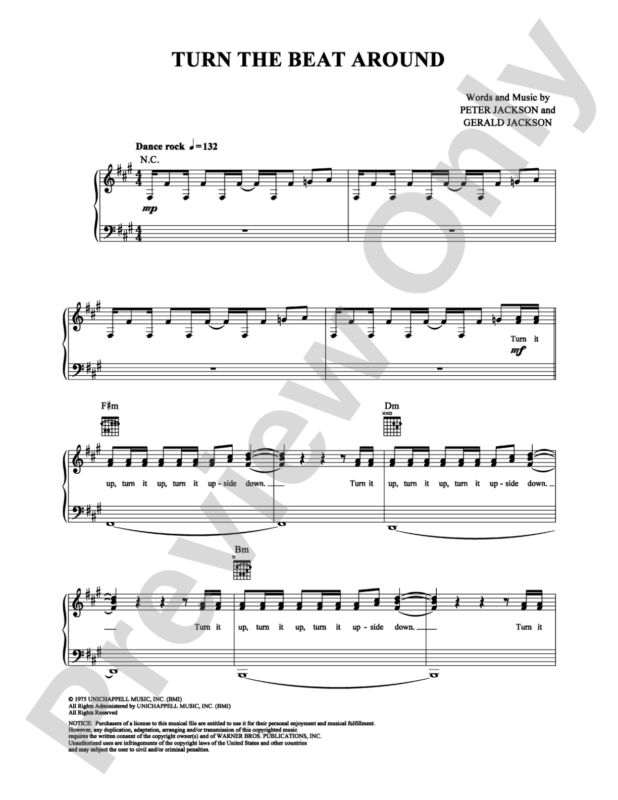 Turn the Beat Around: Piano/Vocal/Chords Digital Sheet Music