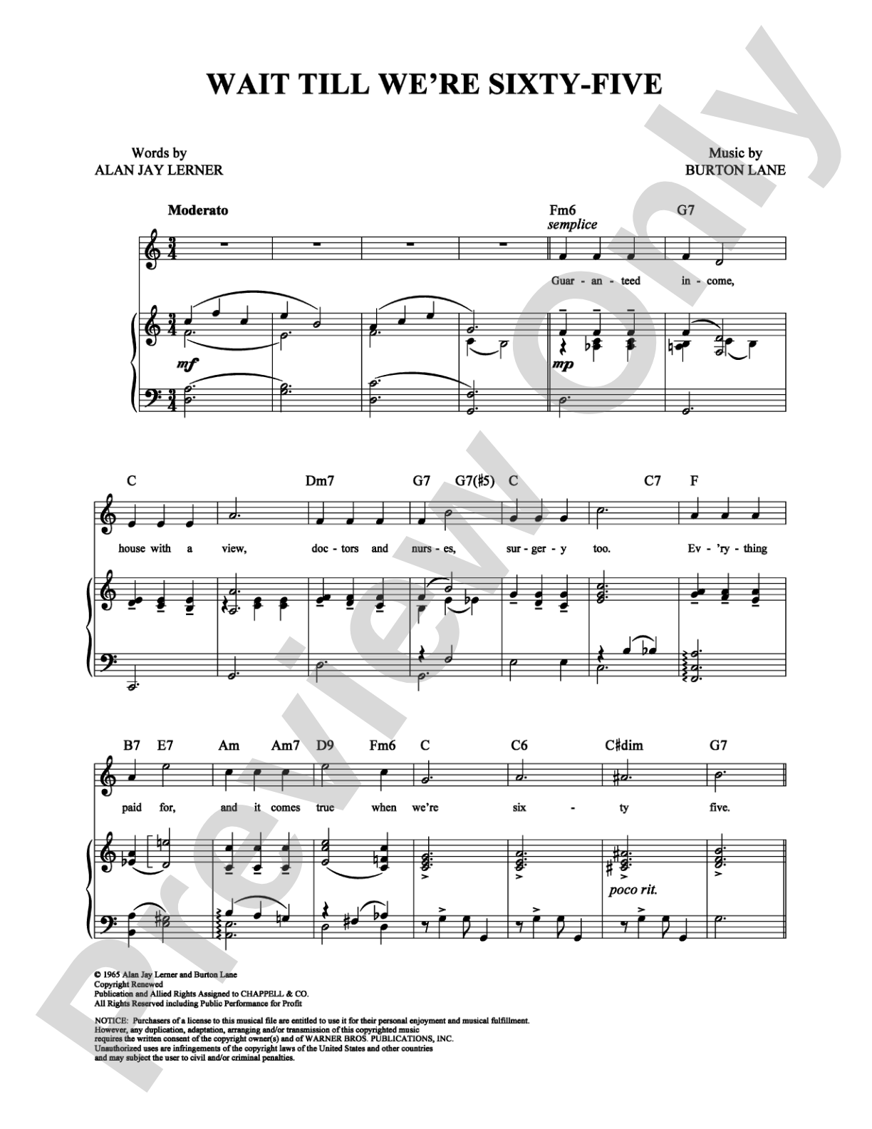 Wait Till We're Sixty-Five: Piano/Vocal/Chords Digital Sheet Music