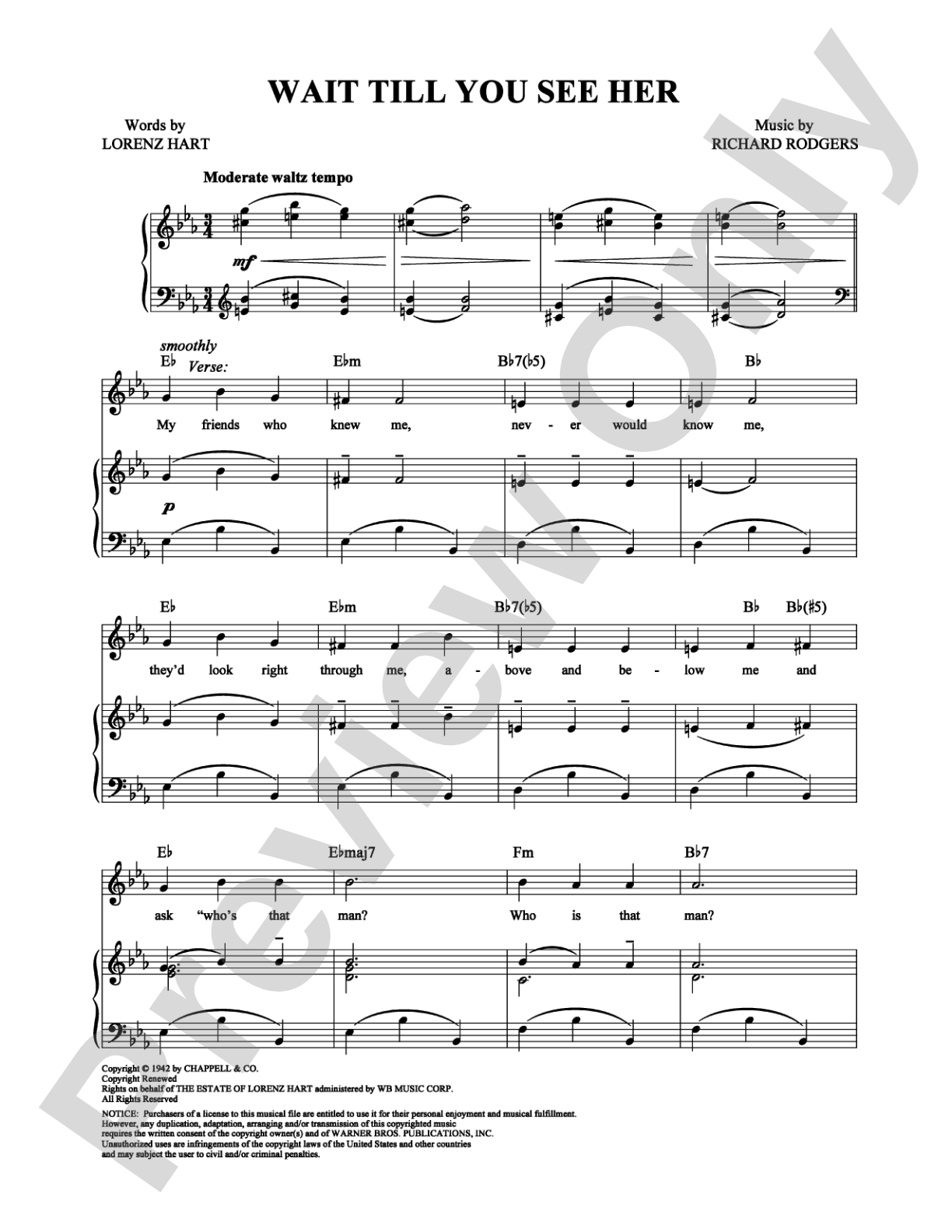 Wait Till You See Her: Piano/Vocal/Chords Digital Sheet Music