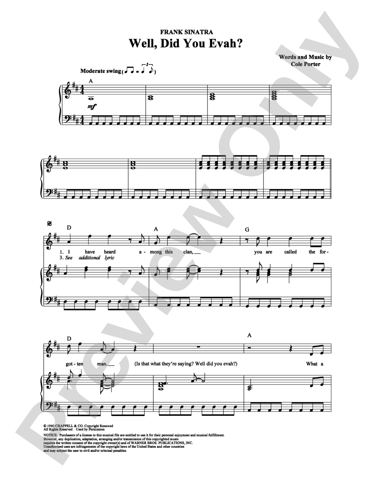 Well, Did You Evah?: Piano/Vocal/Chords Digital Sheet Music