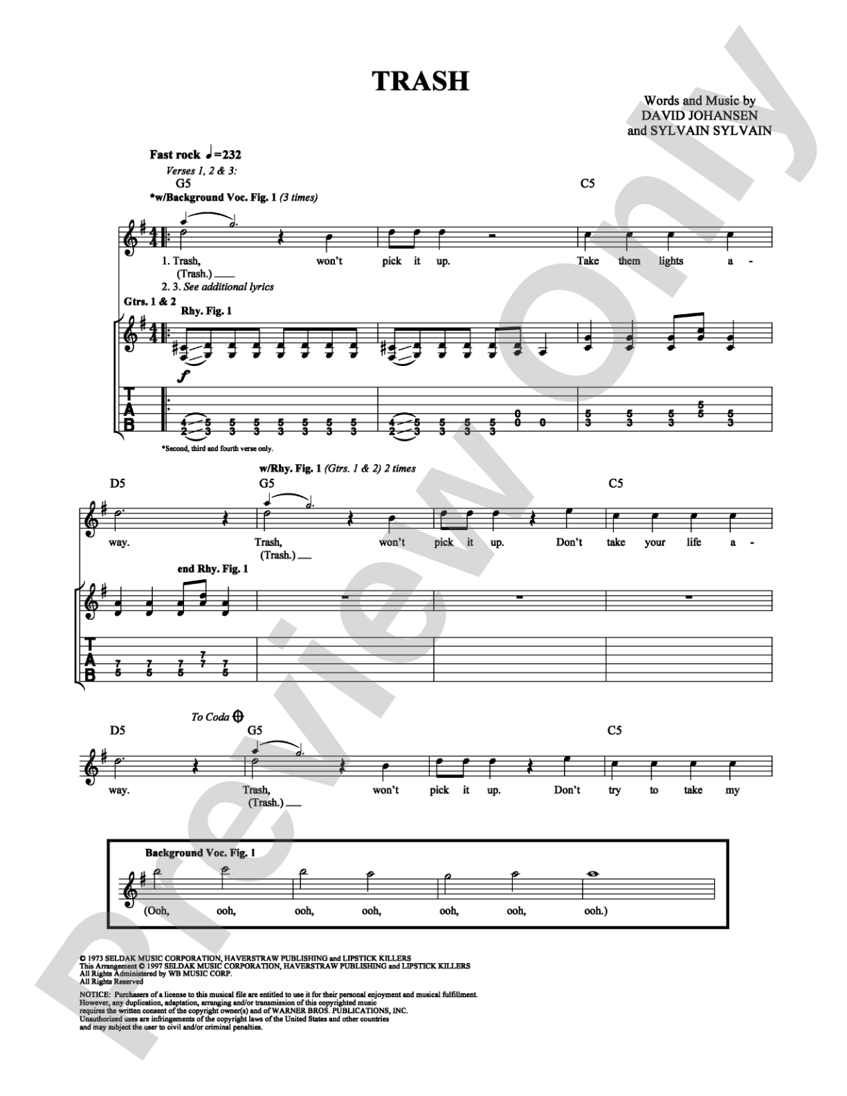 Trash: Guitar TAB Digital Sheet Music
